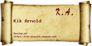 Kik Arnold névjegykártya